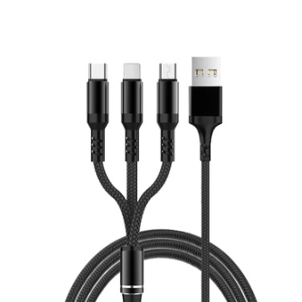 

3 в 1 зарядный кабель для передачи данных для iPhone мобильный телефон шнур для зарядки Type-C Micro usbтелефонный Плетеный наружный слой usb-кабель 2.8A