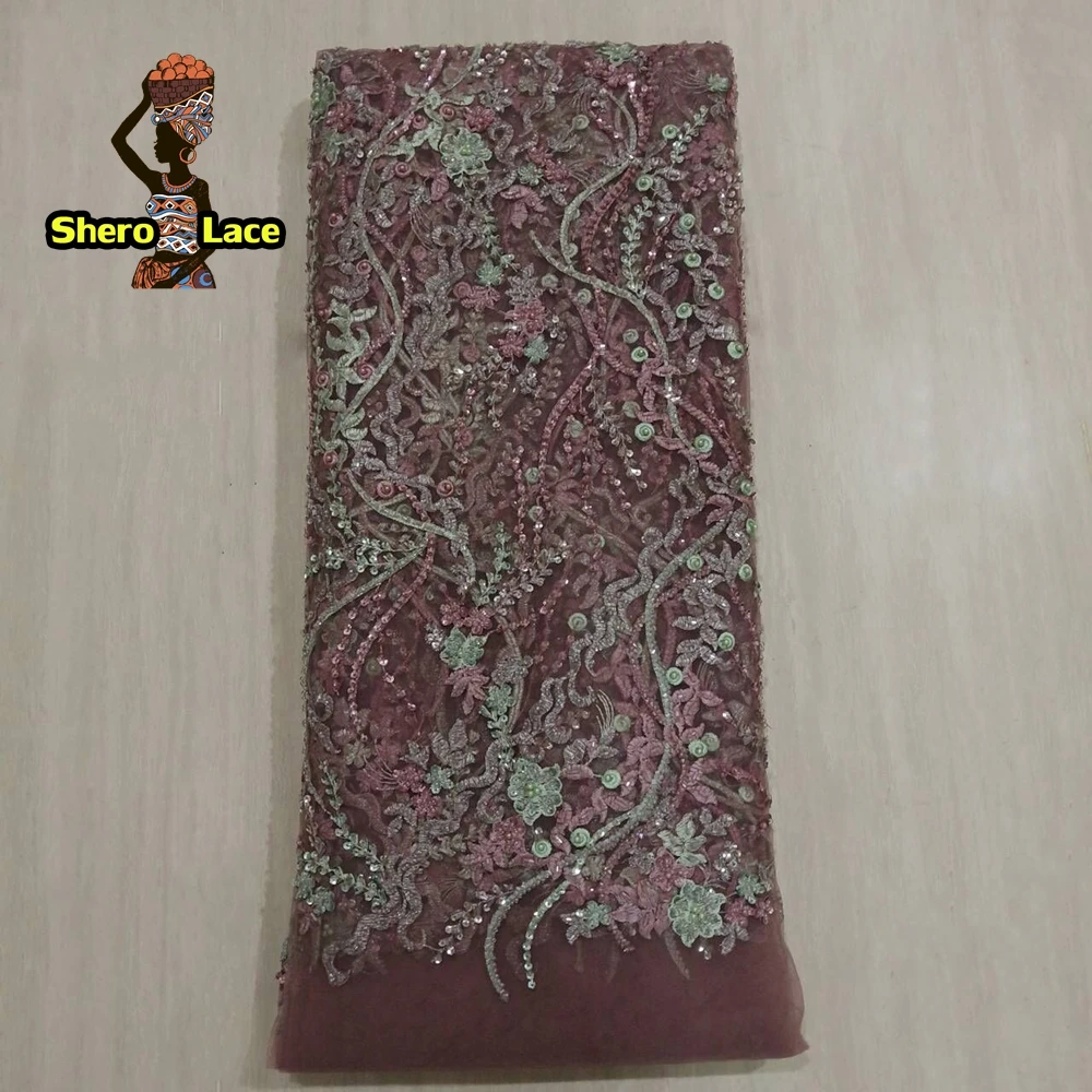 Африканская роскошная кружевная ткань ручной работы бусы французская сетка кружева для свадебного платья