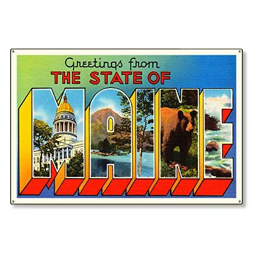 

Плакат из олова «штат Мэн», Декор для дома и гостиной, Настенный декор, металлический жестяной знак, Настенный декор, мужская пещера, брусок ...