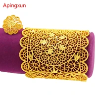 apingxun dubai 24k gold color banglering set 2021 new luxury for women bridal wedding jewelry ethiopianafricanarab party gift