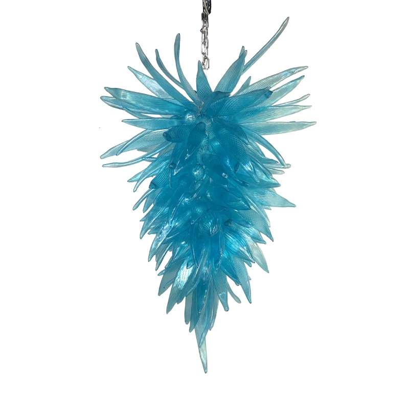 

Contemporary Turquoise Chandelier 48 Inches LED Bulbs Hand Blown Murano Glass Pendant Chandeliers