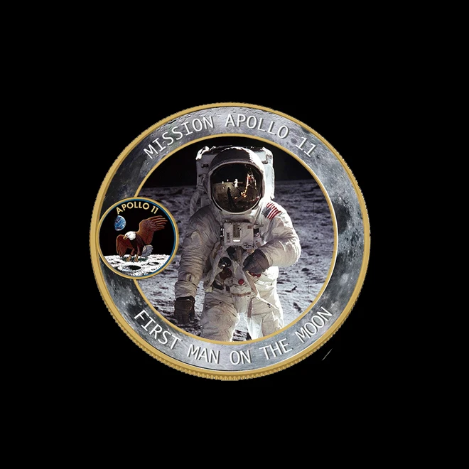 Золотые коллекционные монеты на юбилей Аполлона 11 50-летие вызов монета медаль