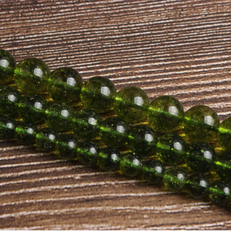 Lan Li fashion natural Jewelry green Olive Quartz stones loose beads DIY woman bracelet necklace ear stud and accessories