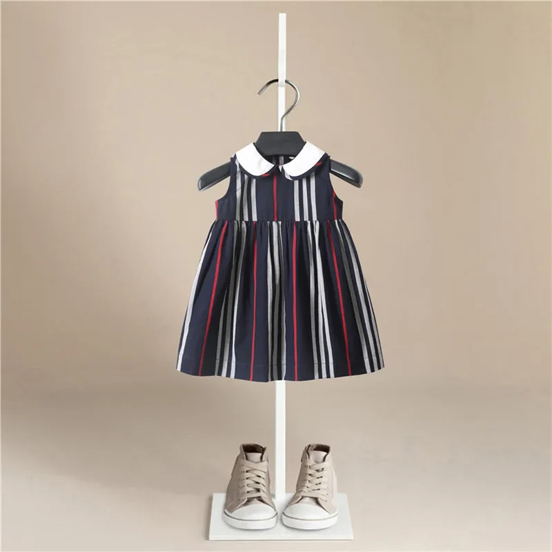 Summer Baby l Clothes Bebe Girls Dress Sets Kids Stripe Style Dresses Casual Sleeveless Lapel Tutu kids dresses for girls