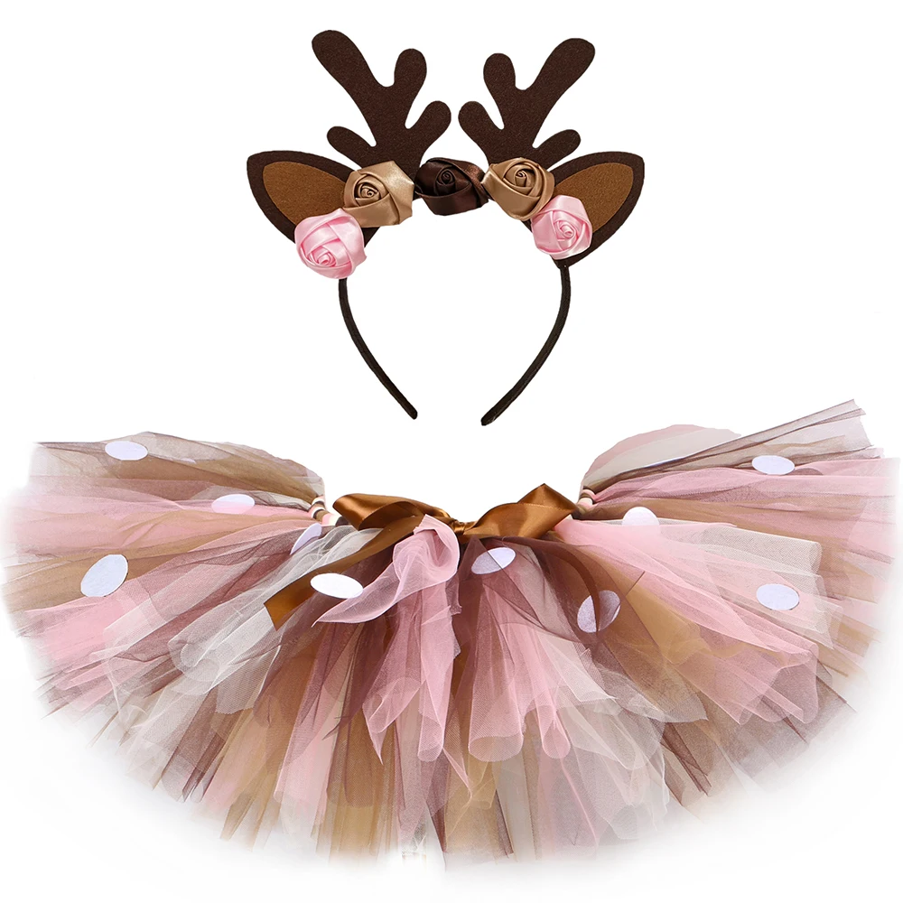 

Baby Girls Deer Tutu Skirt Outfit for Kids Christmas Reindeer Costume Toddler Girl New Year Clothes Child Birthday Tutus 0-14Y