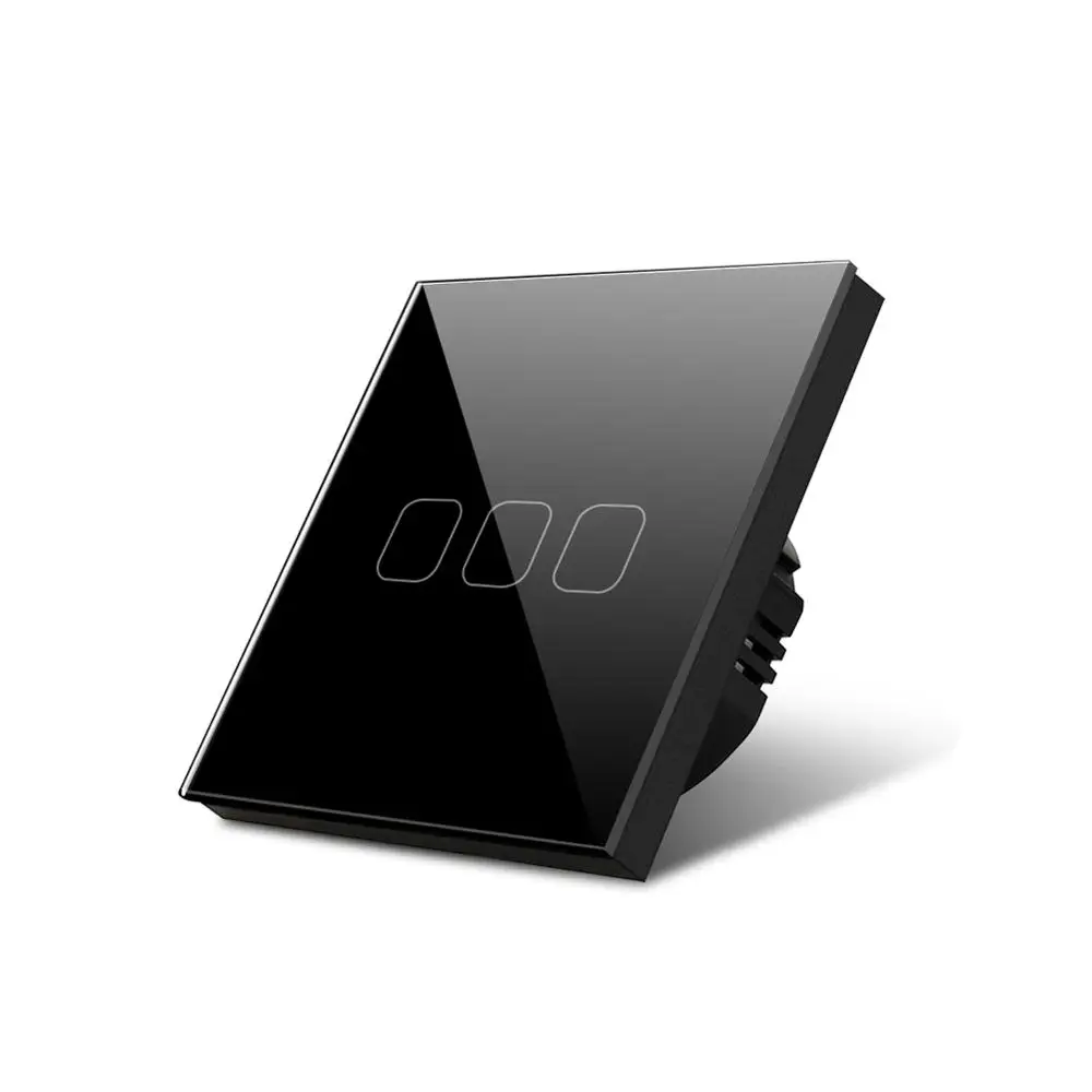 3 Gang 1 Way Black Настенный сенсорный Переключатель 220V 230V 240V 3/2/1 местный 1 позиционный сенсорный Сенсор переключатель стандарта ЕС, США, Великобритании Тип лампа сенсорный выключатель Стекло Панель для светодиодный светильник - Цвет: 3 Gang 1 Way Black