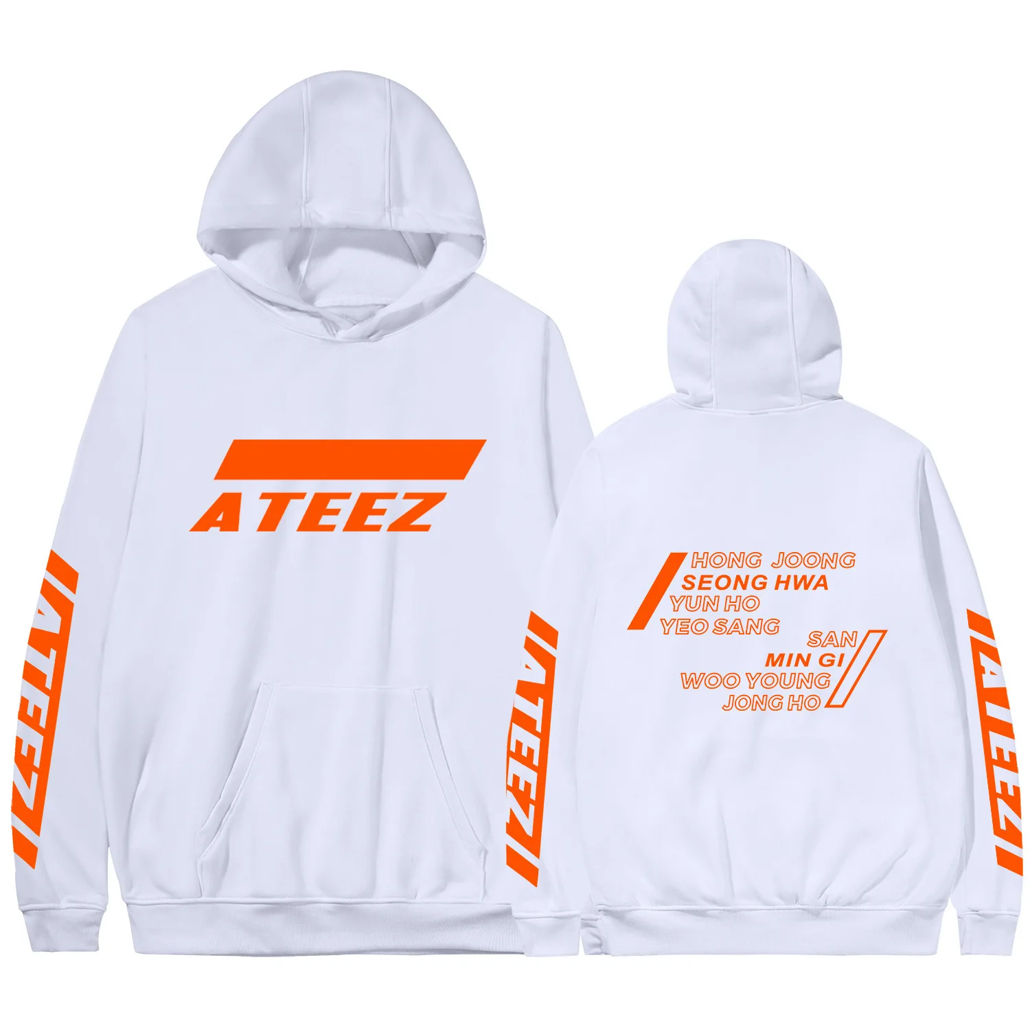 Ateez Kpop альбом толстовка с карманом Crewneck флисовая теплая Kawaii Haajuku Зимние толстовки с длинными рукавами
