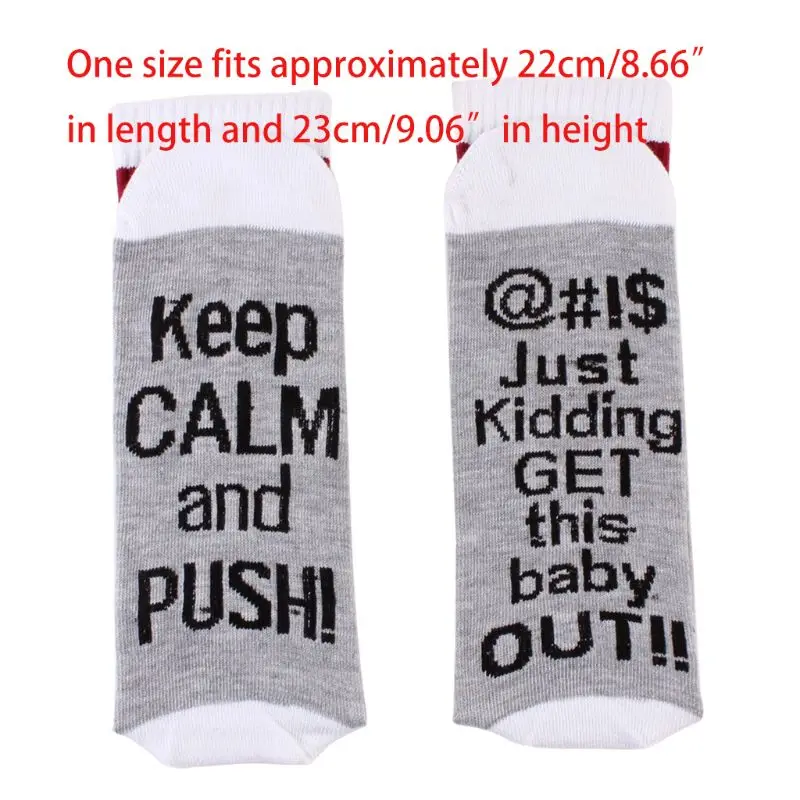 

Women Hospital Delivery Crew Socks Keep Calm Push Letters Sole Maternity Hosiery 40JF