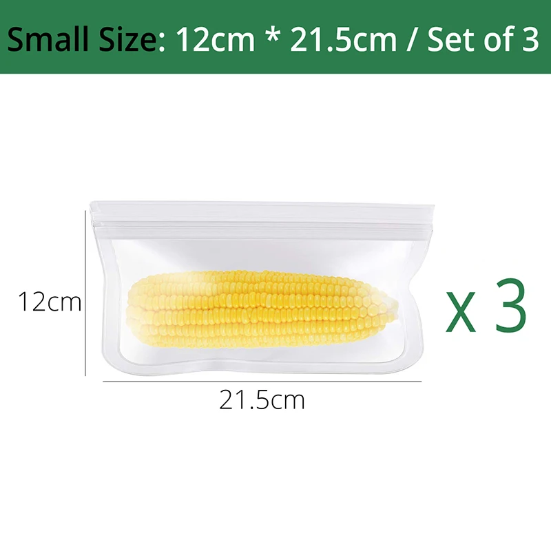 Small - 21.5x12cm Многоразовые Пакеты для хранения еды, 3 упаковки герметичные закуски сэндвич мешок для еды Путешествия хранения дома Организации - Цвет: Small - 21.5x12cm