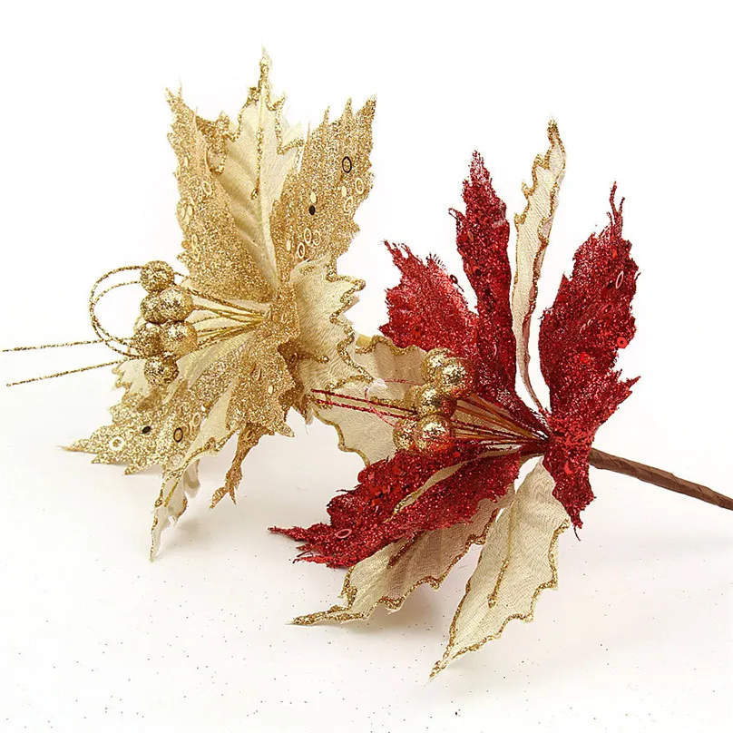 Рождество искусственный цветок для декорирования романтическая Розочка