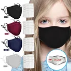 Многоразовая детская маска, регулируемые черные маски со ртом для лица, 2 шт., защитный Пылезащитный респиратор с 4 углеродными фильтрами