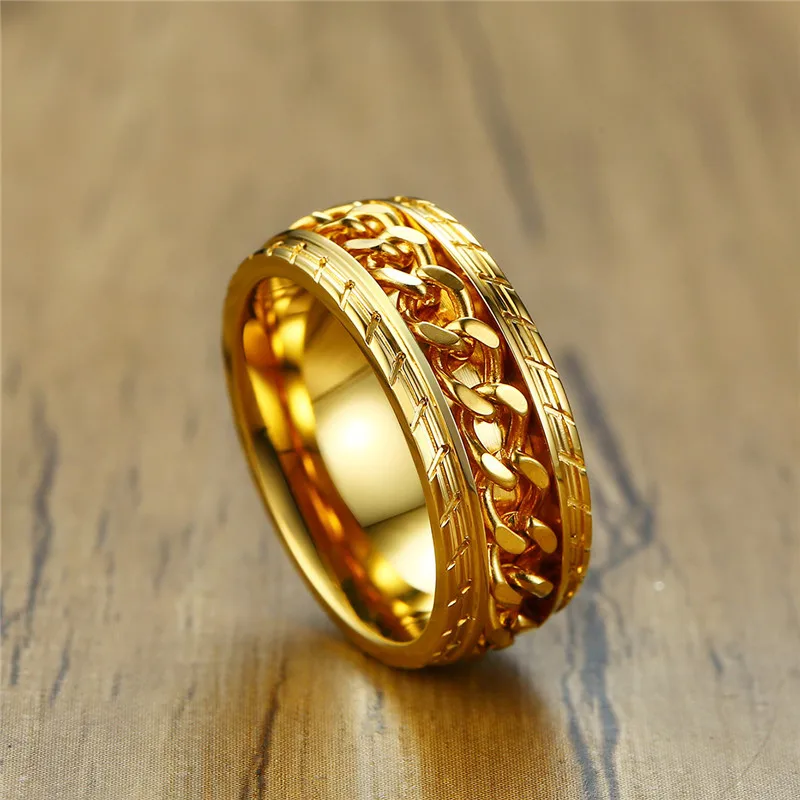 Новинка модное вращающееся кольцо TOBILO из звеньев цепи обручальное нержавеющей