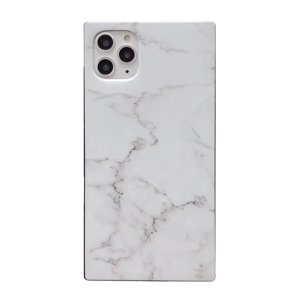 White Мраморная текстура чехол для телефона для iPhone 11 Pro Max XR XsMax 6 7 8 Plus X модный гранитный камень мягкий IMD квадратный дизайн Fundas - Цвет: White