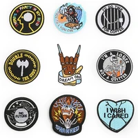 round shape patches iron on embroidery punk skull style patch for clothing diy stickers garment apparel accessories wholesale