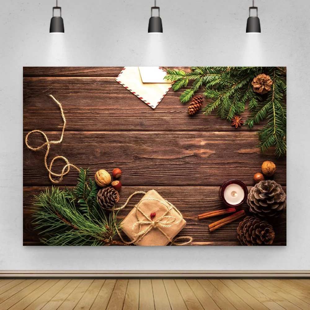 

Merry Christmas Wooden Board Background for Portrait Photography Party Decors Backdrops Photocall Studio Accessories