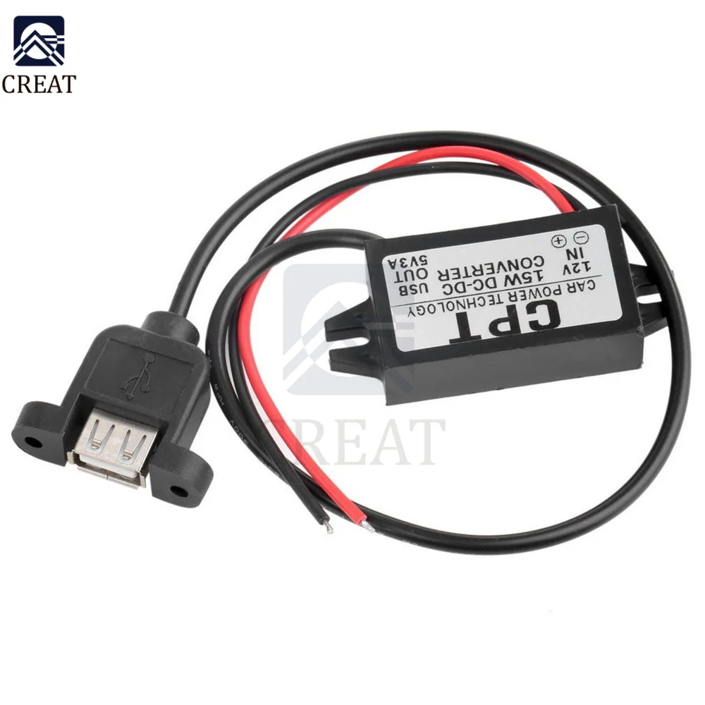 

Понижающий преобразователь с 12 В постоянного тока на 5 В, 3 А, 15 Вт, понижающий модуль с одним штекером, USB-Адаптер выходной мощности для автомо...