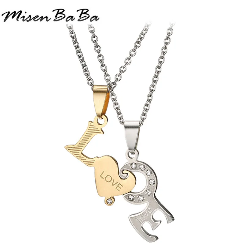 MisenBaBa кулоны-пазлы из нержавеющей стали с кристаллами ожерелья для женщин