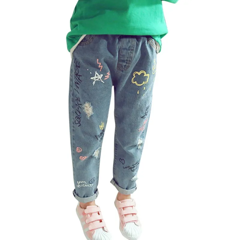 Джинсы с дырками для мальчиков и девочек сезон весна лето осень коллекция 2018 года