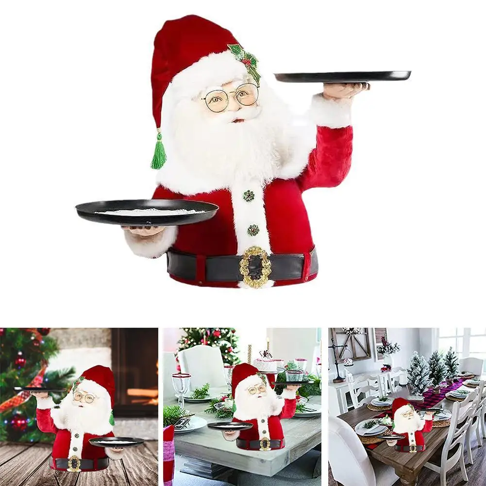 

Santa Claus Treats Holder Santa Claus Snack Candy Cake Rack with Tray Home Christmas New Year Desktop Decoration Room decoration