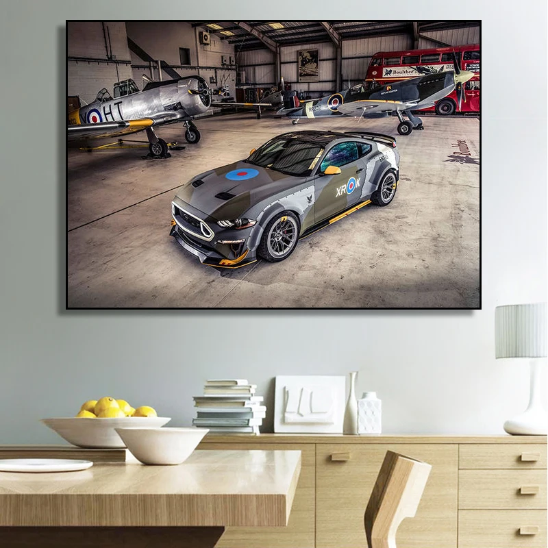 

Prints Ford Mustang GT Fastback Canvas Paintings Sports Car Home Decoration Wall Art for Living Room Bedroom Lover Room Unframed