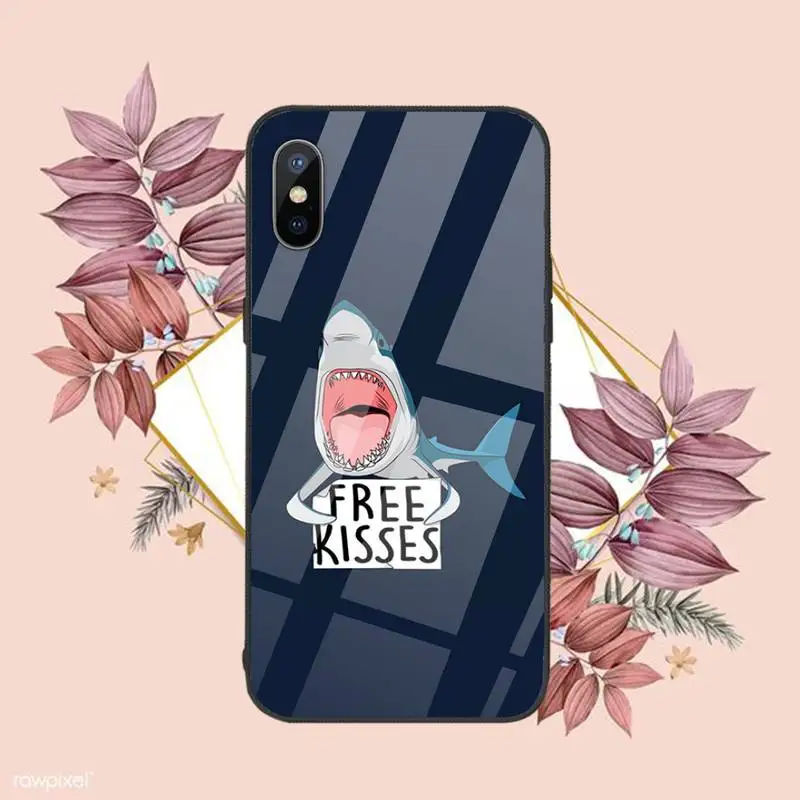 

Ocean Whale Sharks fish Phone Case Tempered glass For iphone 6 6S 7 8 plus X XS XR 11 12 mini PRO MAX