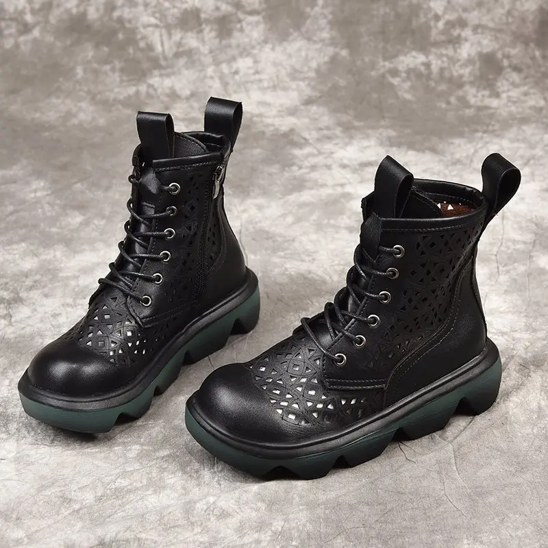 

Spring and summer British style soft-soled Martin boots thick-soled hollow sandals flat toe cap sandals hole shoes single boots