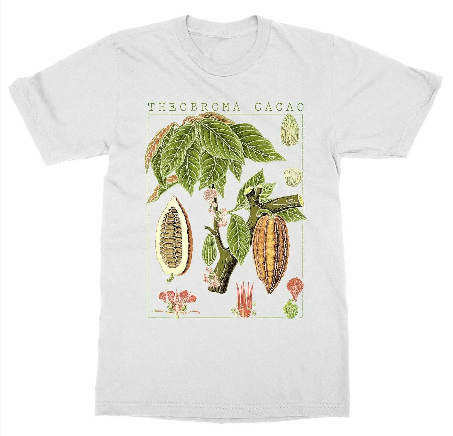 

Chocolate Fruit Flower Grow T-Shirt. Botanical Garden Plant Print art Summer Cotton Short Sleeve O-Neck Unisex T Shirt S-3XL