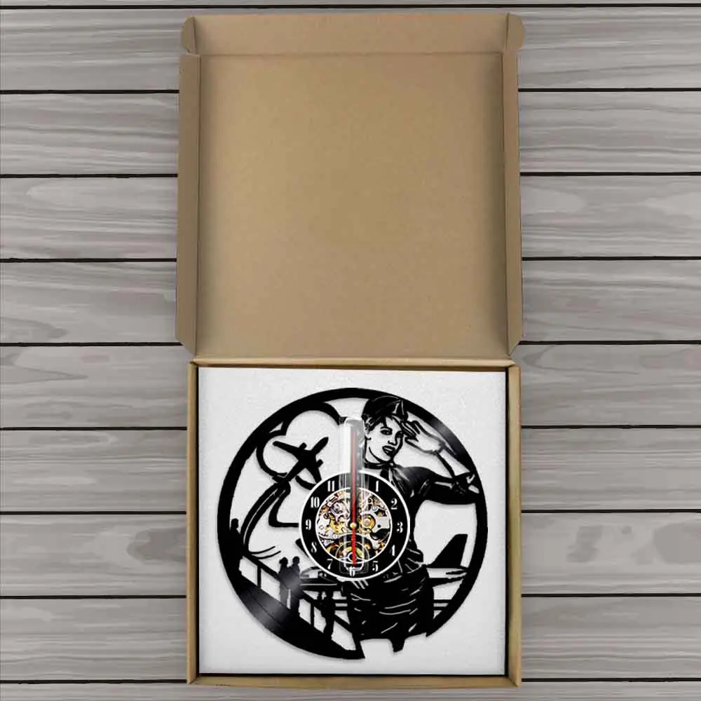 Настенные часы с силуэтом стюардессы авиакомпании современный дизайн дорожный