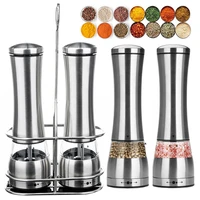 electric pepper grinder with stand set stainless steel spice mills with led light adjustable automatic salt pepper grinder