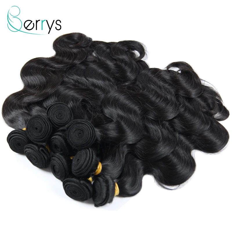 Berryshair 10A бразильские человеческие волосы пучки объемная волна 10 шт./лот