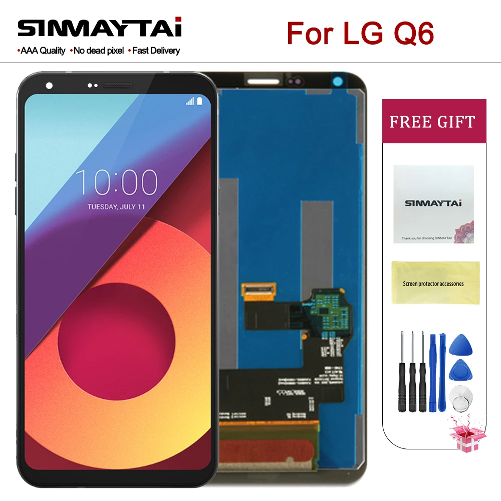 Черный 100% протестированный ЖК-дисплей 5 ''Q6 LCD s для LG Q6 M700 M700A с рамкой замены |