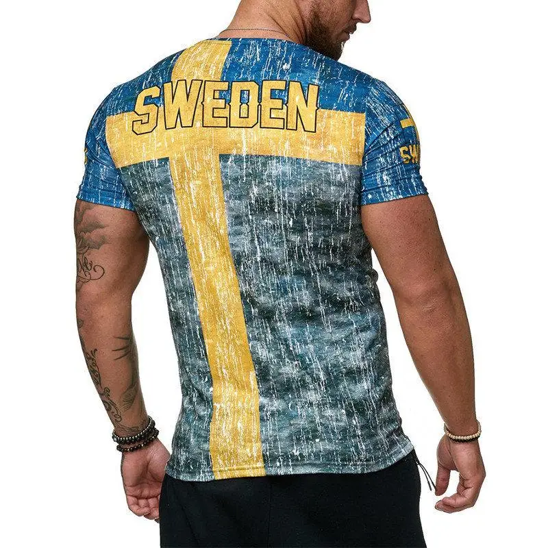 

Summer Spanish flag jerseys men shirts Swedish letter 3D printing men's t-shirt Breathable streetwear casual clothing XXS-6XL
