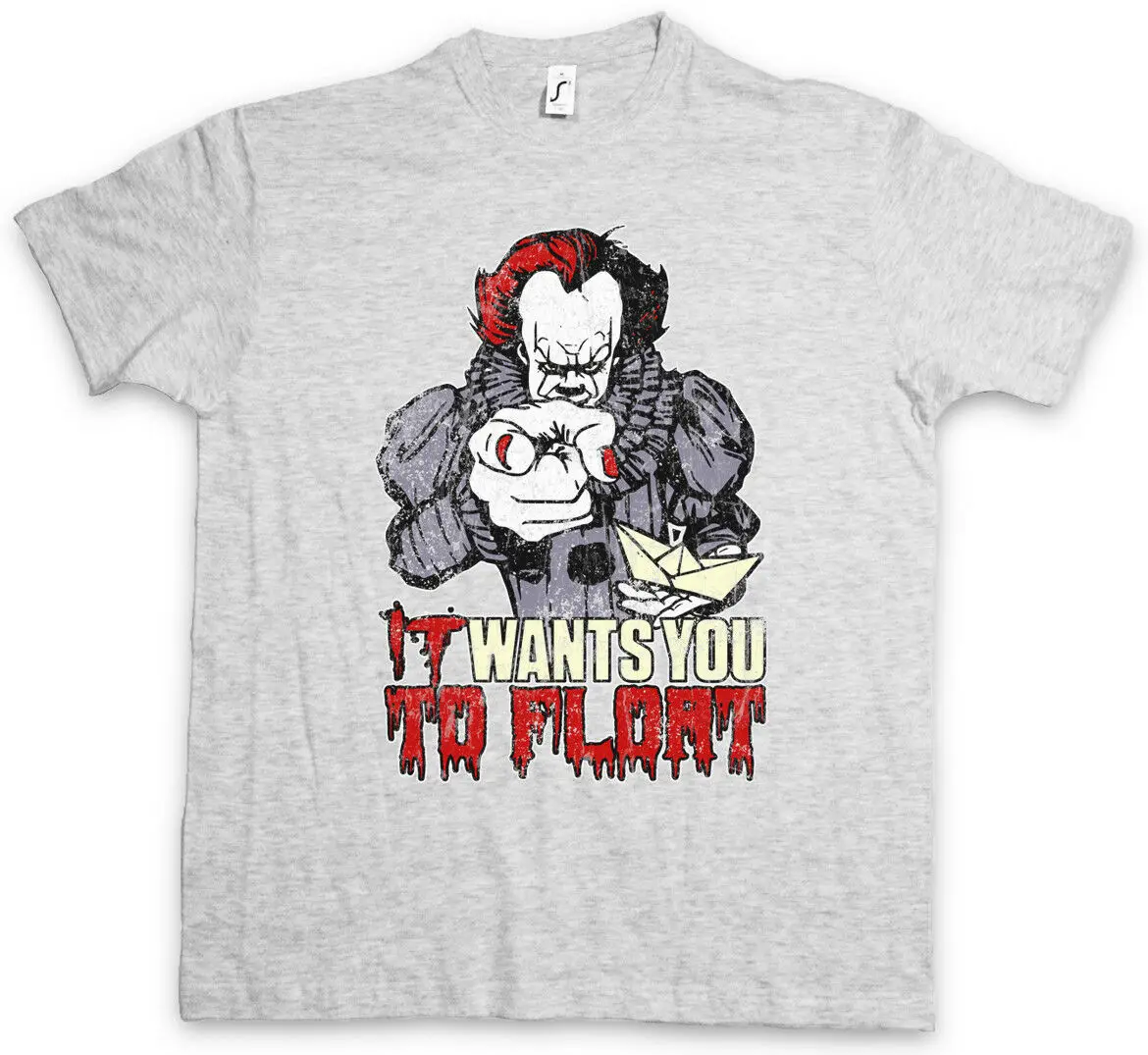 Он хочет чтобы вы футболка float фильм Забавный Клоун ужасов Pennywise Stephen King It show original