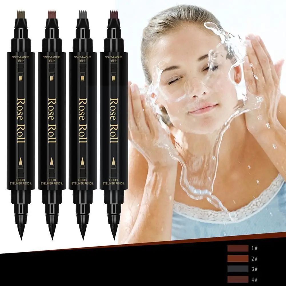 

Eyebrow Pencil Double-headed Self-adhesive Eyeliner Eyebrow Eyelashes Water Can False Paste Four-pointed Plus Pencil Waterp B0X7