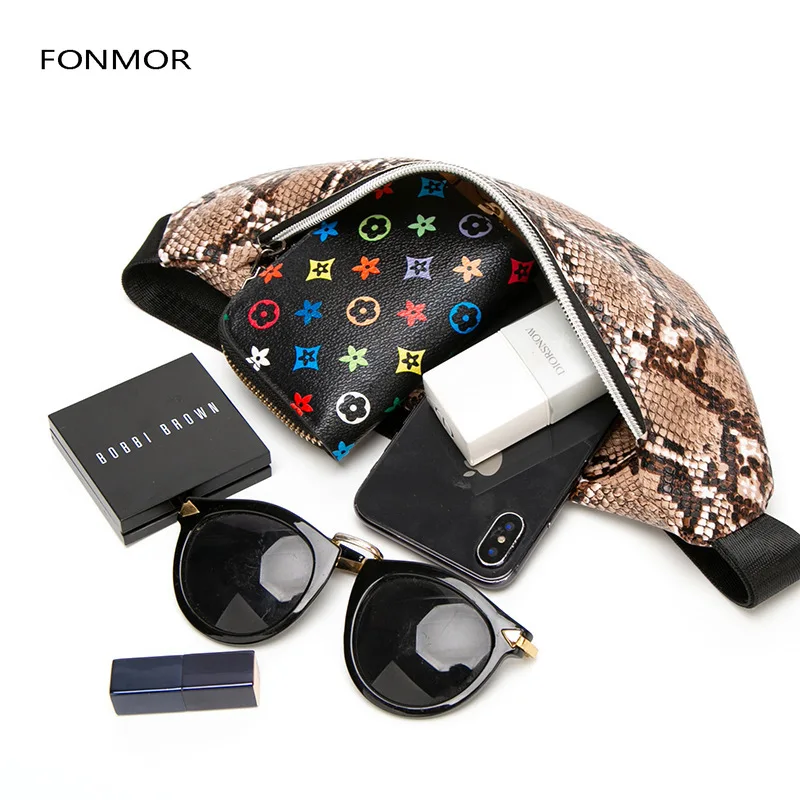 Поясная Сумка для женщин со змеиным принтом забавная нагрудная сумочка из