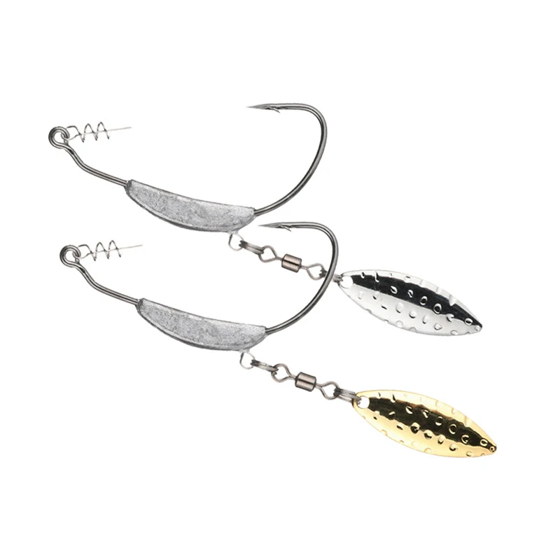 

5pcs Pack Soft Plastic Rubber Bait Lure perch Bass fishing weighted screw lock spinner worm hook