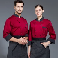 mens kitchen jacket catering uniform long sleeve cook work uniform hotel waitress restaurant clothes bakery workwear