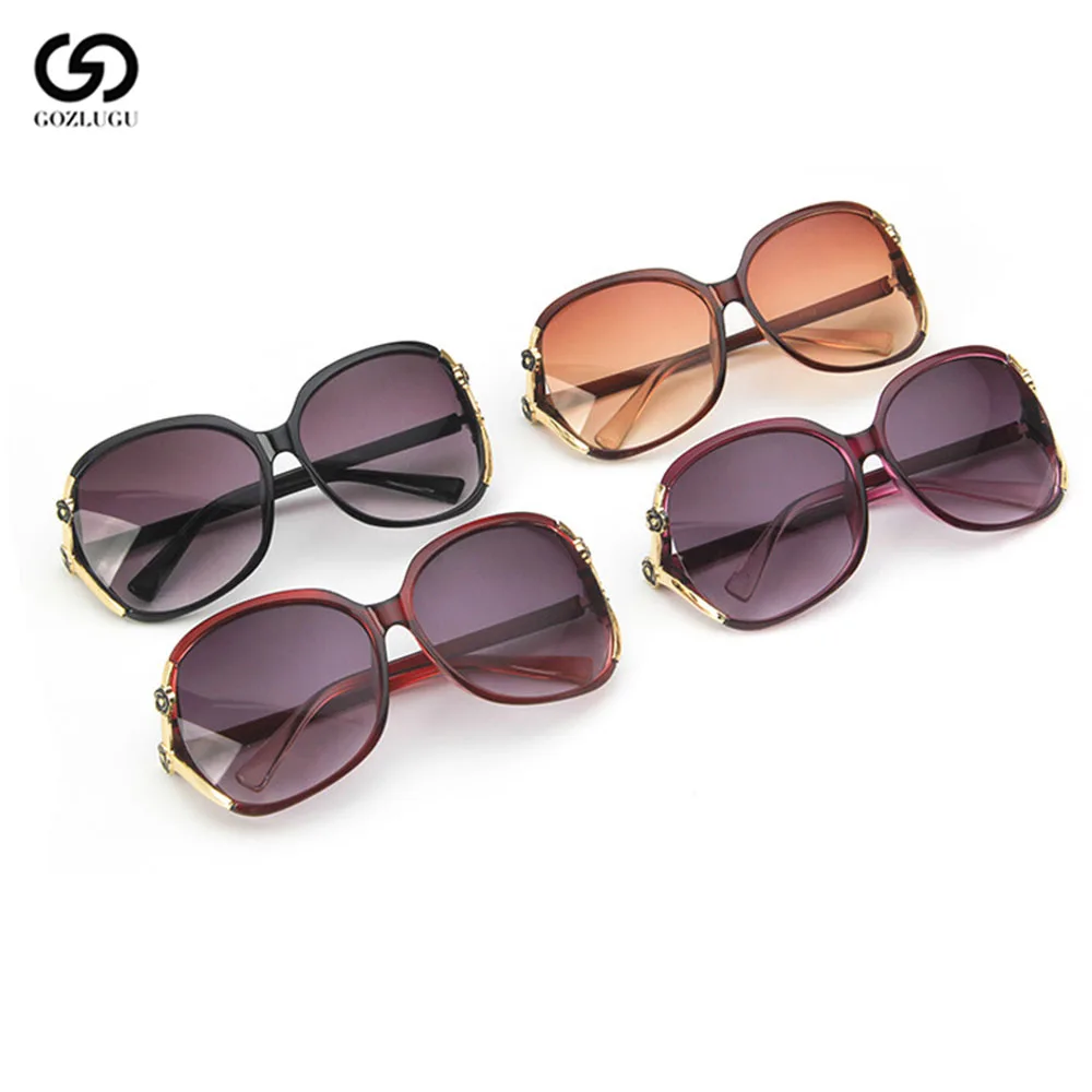 Oversized sunglasses retro big ladies round black GOZLUGU | Аксессуары для одежды
