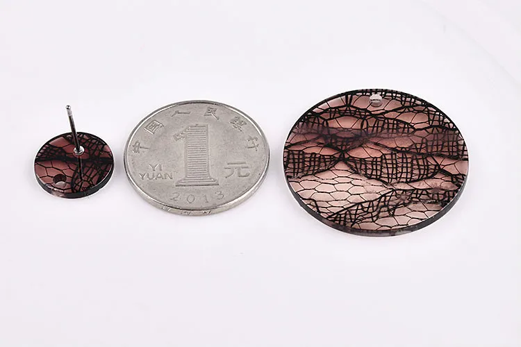 Южно-корейские геометрические круглые серьги акриловые кружевные аксессуары