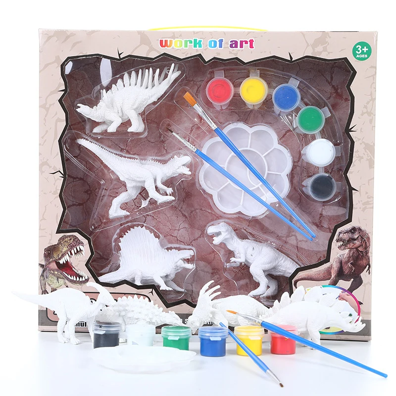 

4Pcs DIY 3D Painting Water Drawing Dinosaurs Figurines Graffiti Toys Set Arts Crafts Educational Toy for Kids Gift