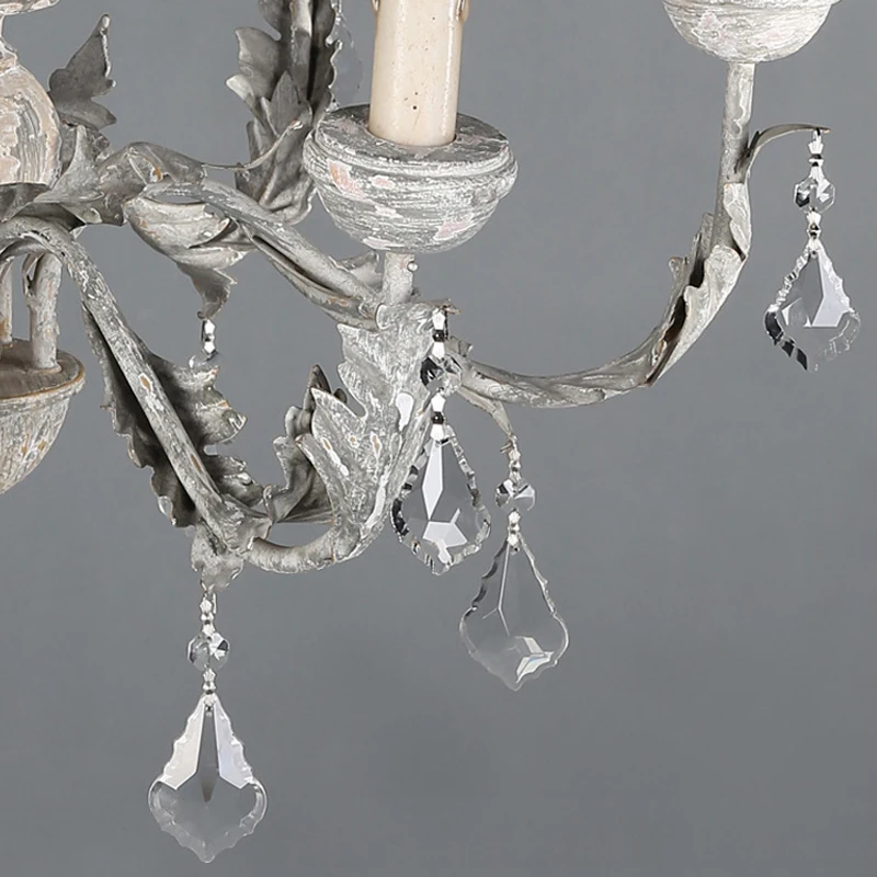 Деревянная железная люстра винтажный подвесной светильник с кристаллами в стиле