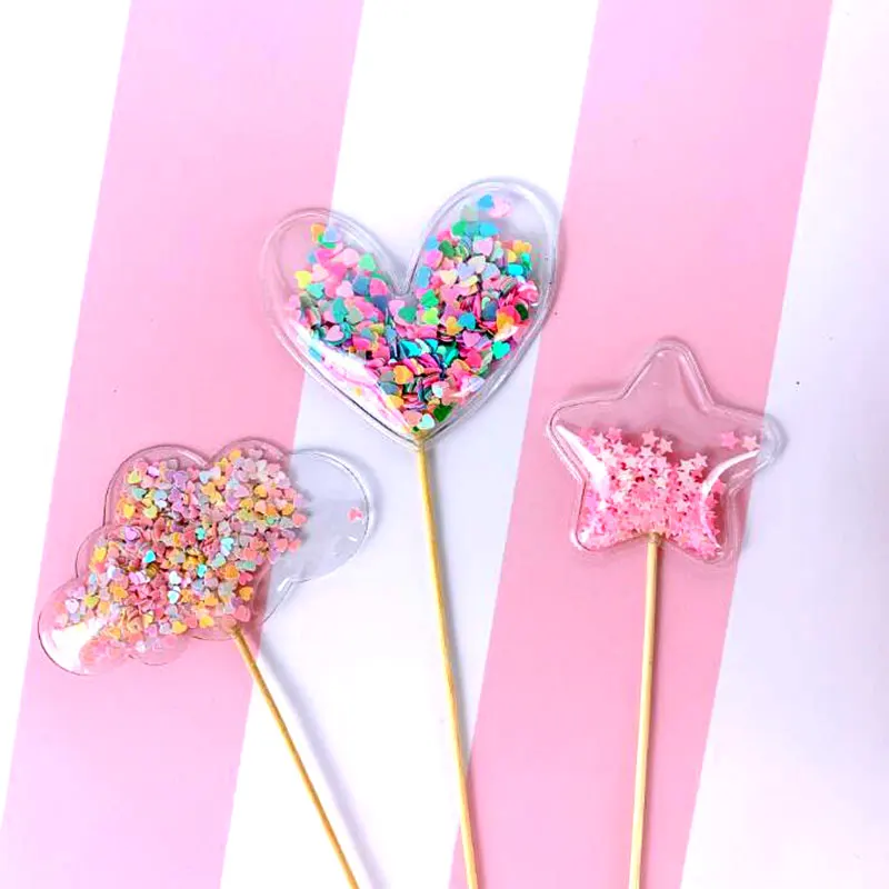 Прозрачный блестящий торт Единорог Топпер на день рождения прекрасный флаг