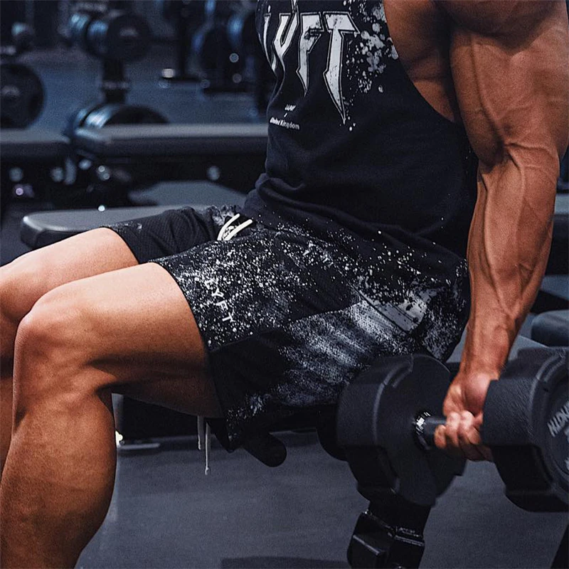 Шорты мужские сетчатые для бега и фитнеса повседневные дышащие спортивные