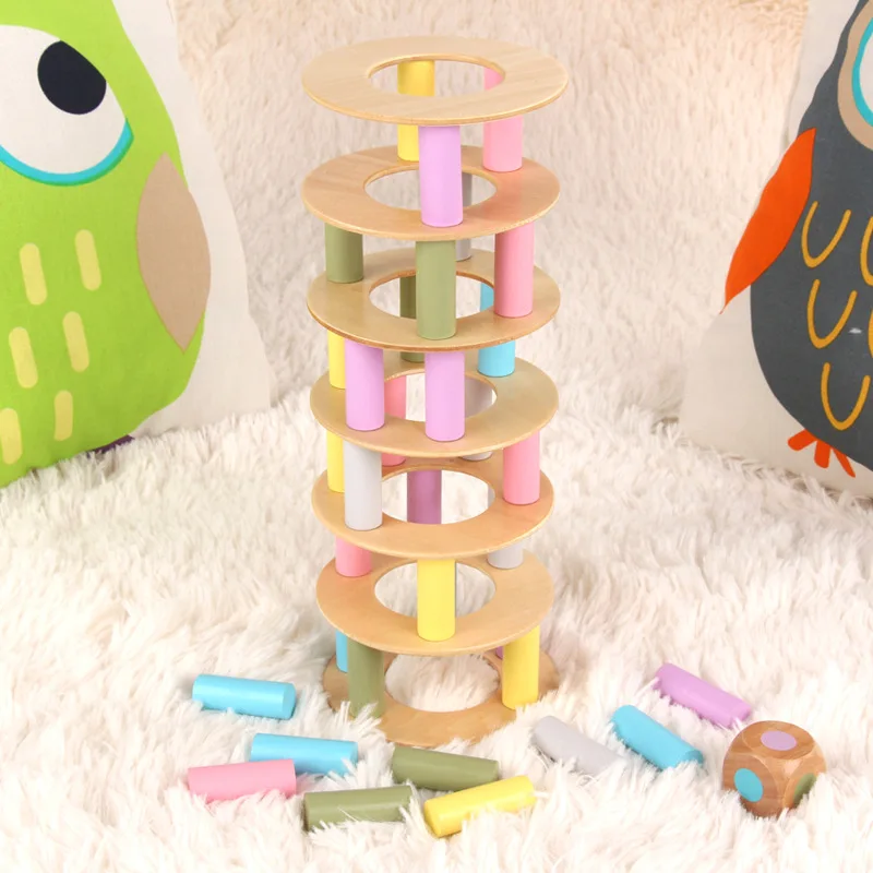 

Wooden trumpet stacking high color layer cascading game puzzle children assembled toy gift M92
