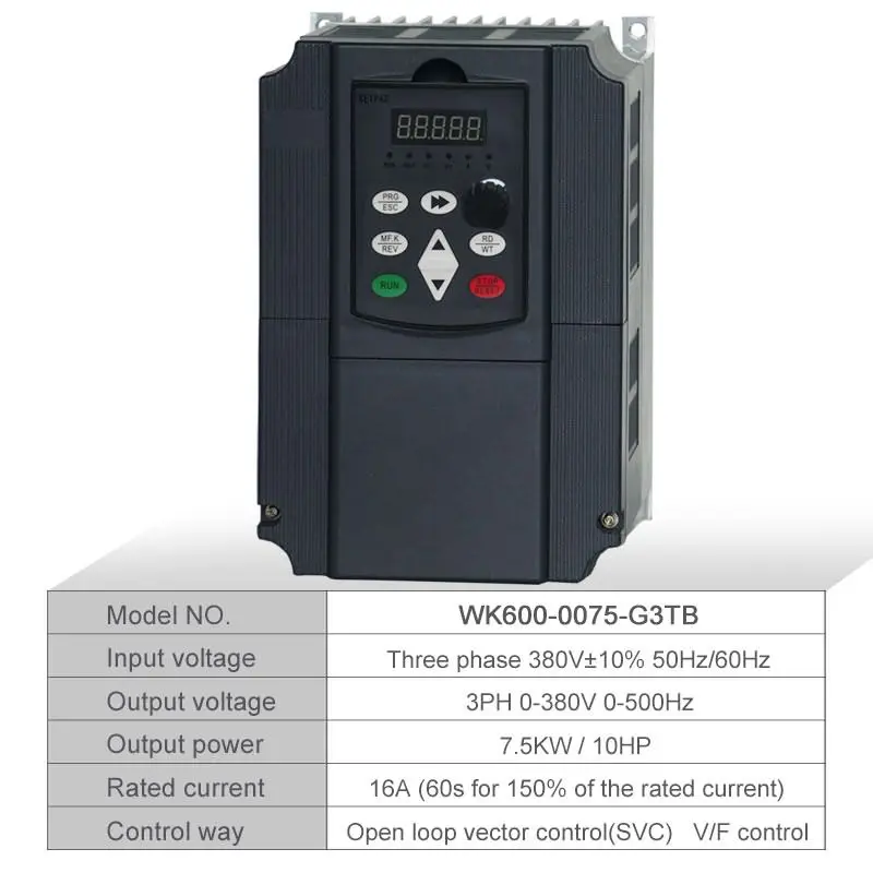 7.5kw WK600 Векторный Преобразователь частоты управления 380V трехфазный инвертор переменной частоты для двигателя 7.5kw/11kw Частотный преобразователь переменного тока - Цвет: 7.5kw