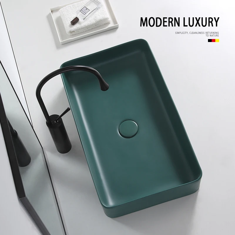 Скандинавский матовый зеленый Умывальник умывальник для дома керамический