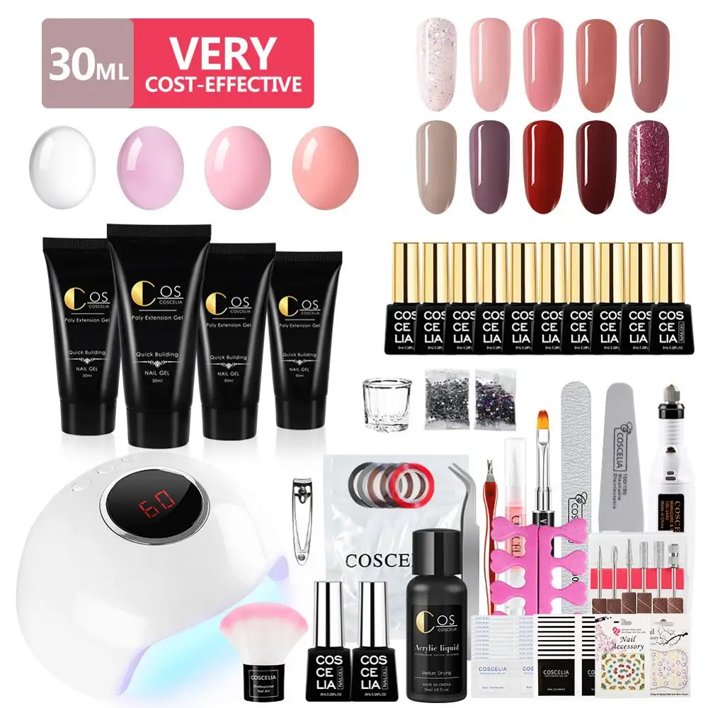 Набор полигель лаков COSCELIA для ногтей 30 мл набор наращивания с комплектом