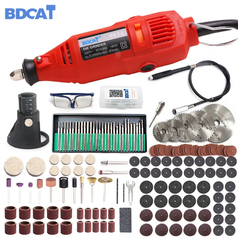 BDCAT 180 Вт Dremel Мини электрическая дрель роторный инструмент переменная скорость полировальная машина с инструментами Dremel аксессуары гравировальная ручка