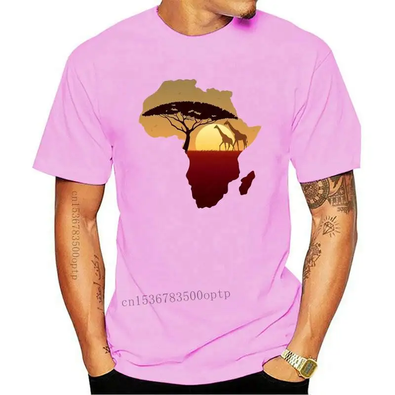 

New Africa T-Shirt Giraffe Map Dad South Animals Big Five Safari Print T-Shirt Mens Short Sleeve Hot Top Tee T Shirts