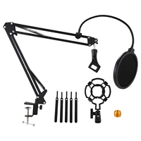 foldable microphone scissor arm stand broadcast studio mic holder filter set